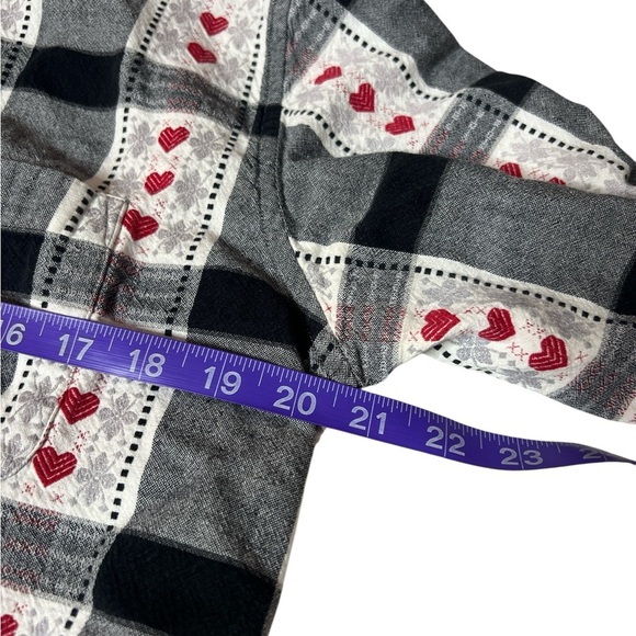 Vintage 90s Krazy Kat Heart Print Plaid Cottagecore Button Down Shirt Size M - Picture 5 of 8